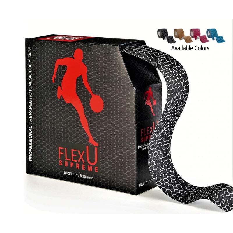 FlexU Kinesiology Tape Bulk Pack Un-Cut, Black