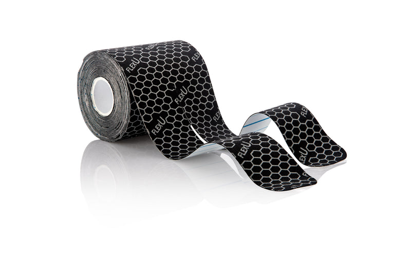 FlexU Kinesiology Tape 2 Rolls Pack Extra Wide Pre-Cut Y-Shape, Black