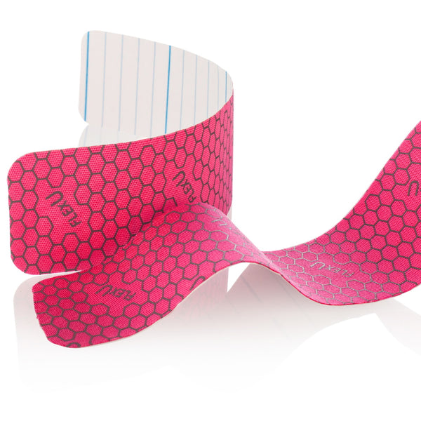 FlexU Kinesiology Tape 3 rolls Pack, (60 Pre-Cut 10” strips), Pink
