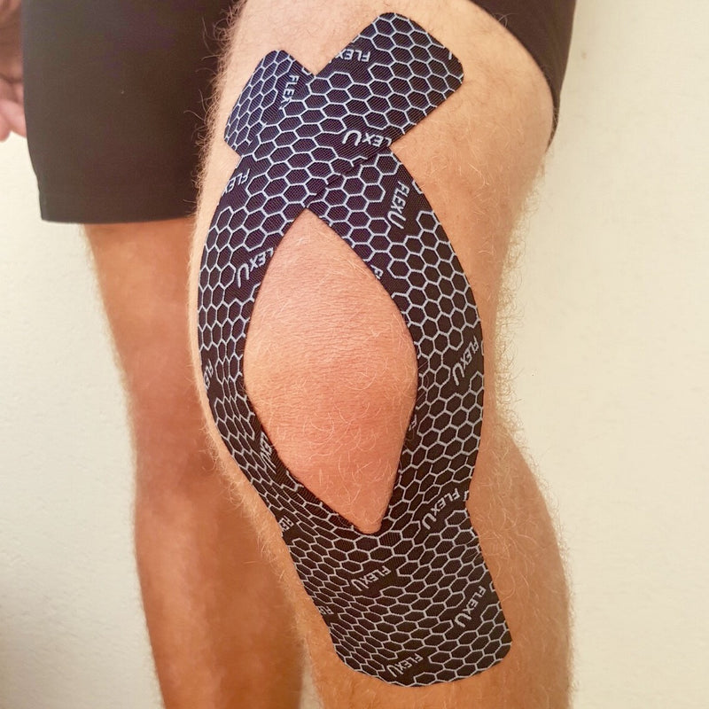 FlexU Kinesiology Tape 2 Rolls Pack Extra Wide Pre-Cut Y-Shape, Black