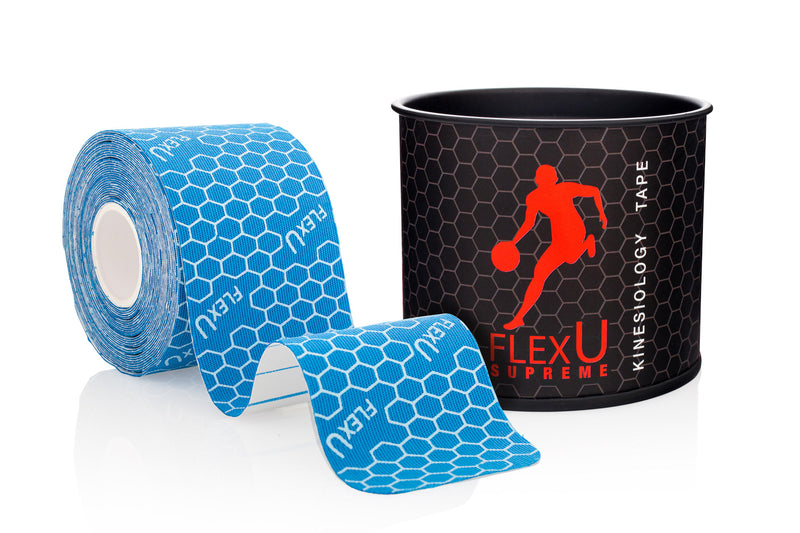 FlexU Kinesiology Tape 1 Roll 16.4 feet Pre-Cut I Shape, Blue