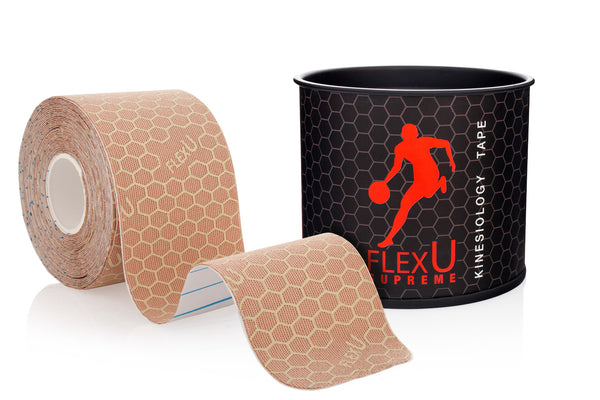 FlexU Kinesiology Tape 1 Roll 16.4 feet Pre-Cut I Shape, Beige all colors