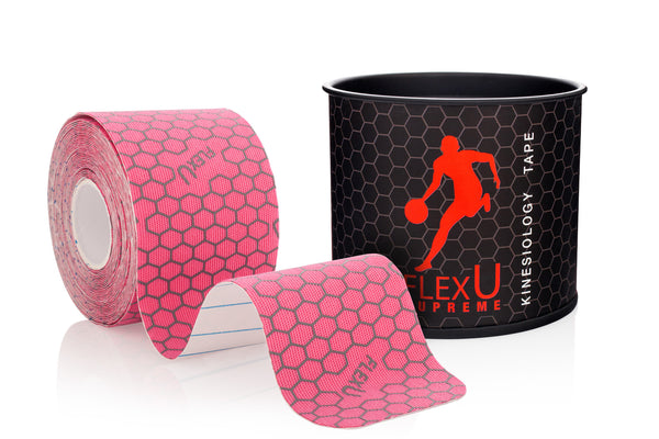 FlexU Kinesiology Tape 1 Roll 16.4 feet Pre-Cut I Shape, Pink